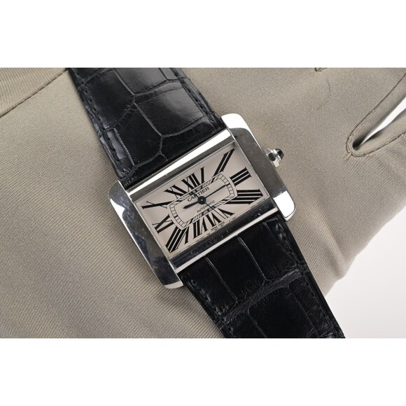 Cartier Tank Divan Large 2612 White Roman Dial 38mm Automatic SS Watch - Picture 7 of 8